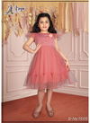 Peach Colour Party Wear Cotton Velvet And Net Frock Collection 1505